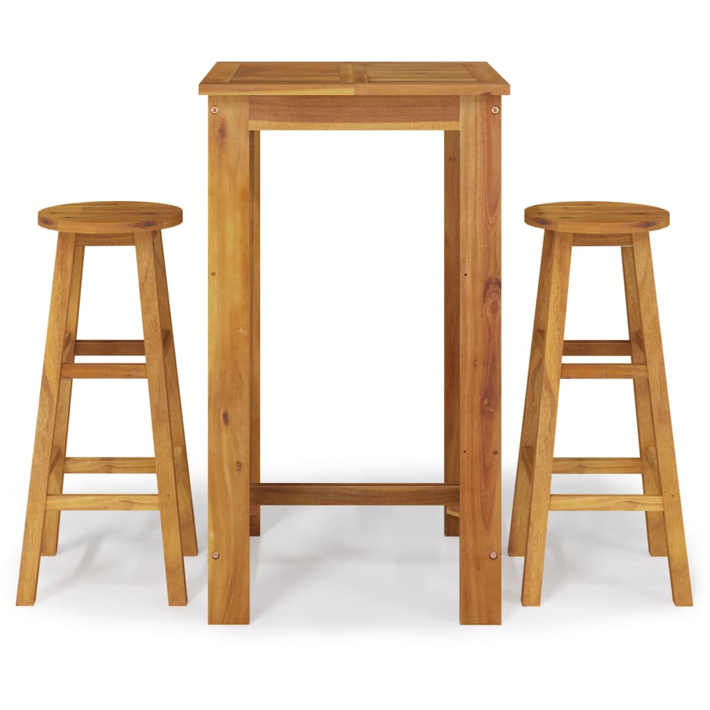 Set da Bar da Giardino 3 pz in Legno Massello di Acacia - homemem39