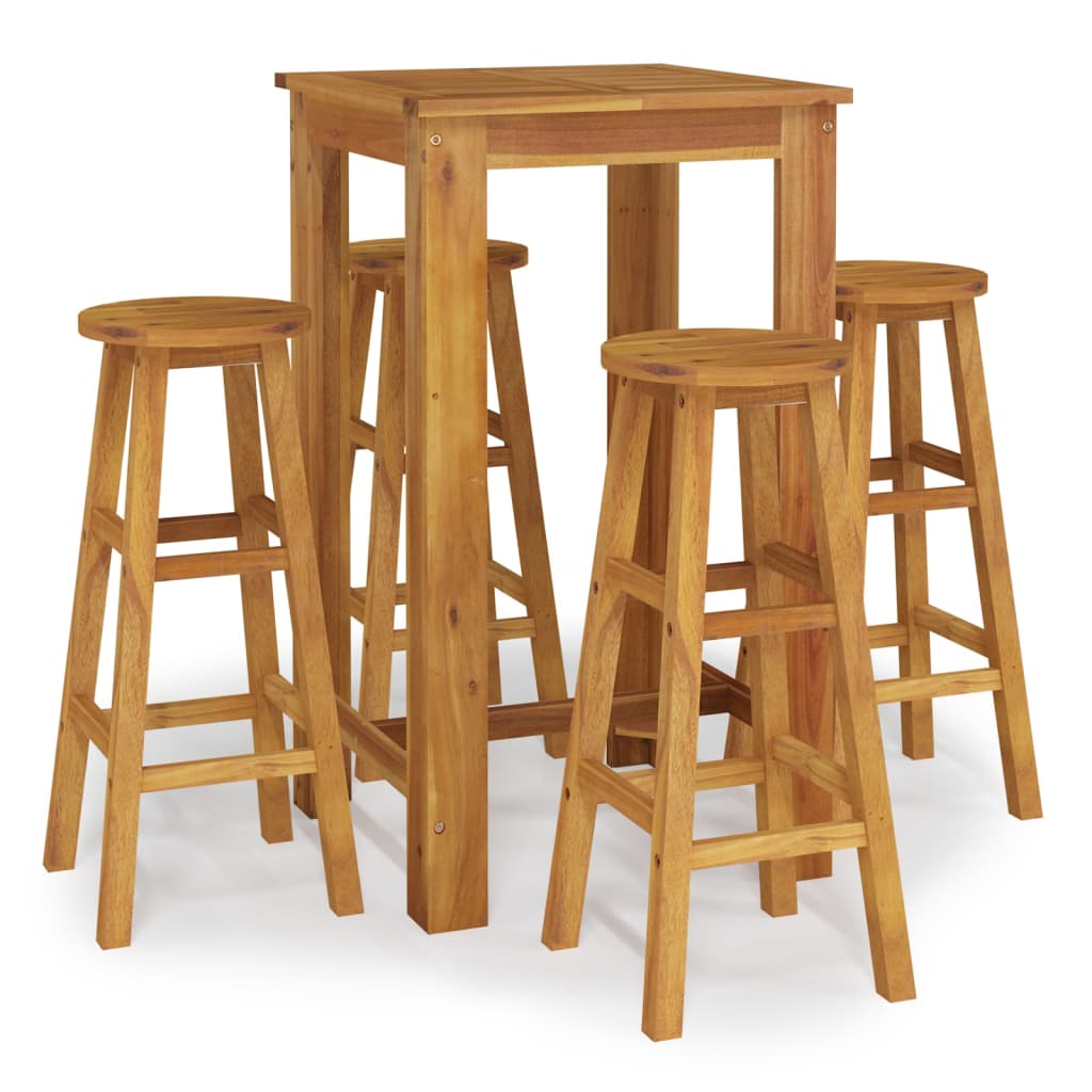 Set da Bar da Giardino 5 pz in Legno Massello di Acacia | homemem39