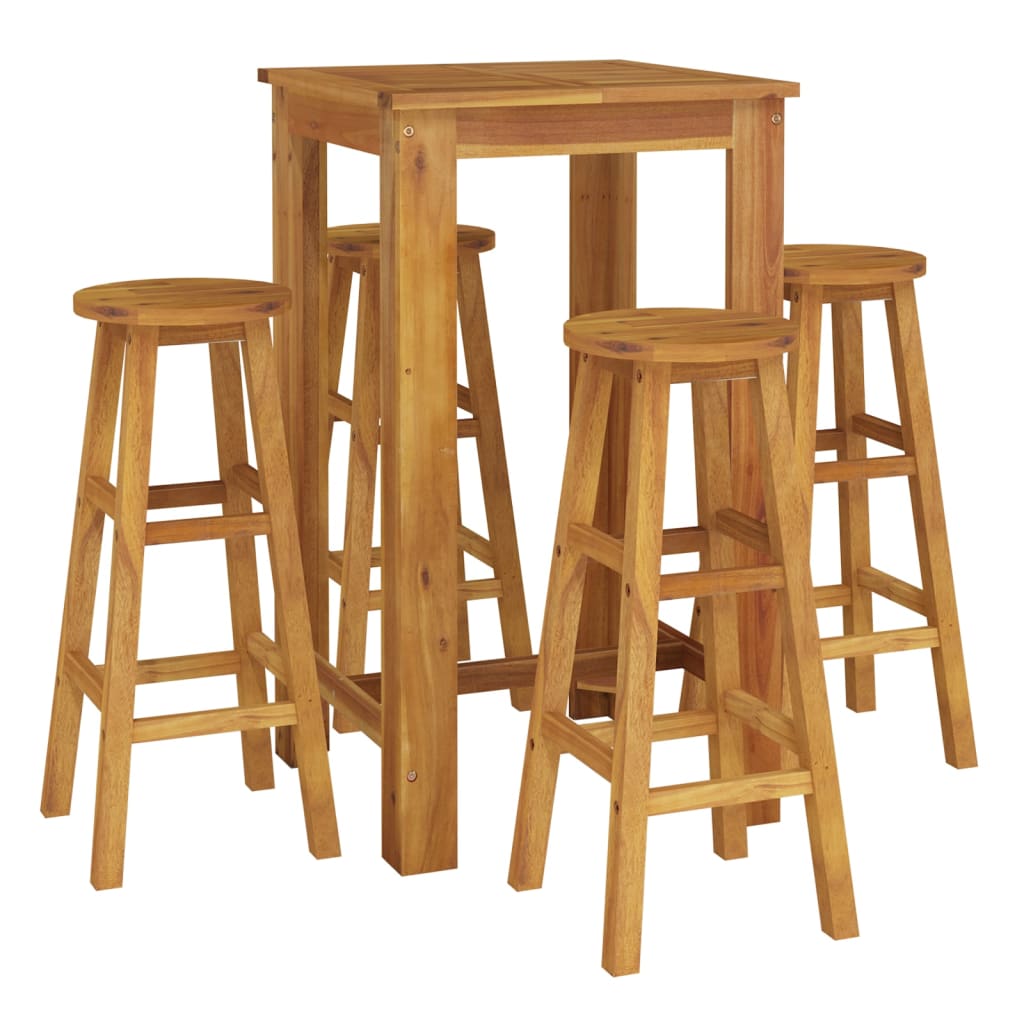 Set da Bar da Giardino 5 pz in Legno Massello di Acacia | homemem39