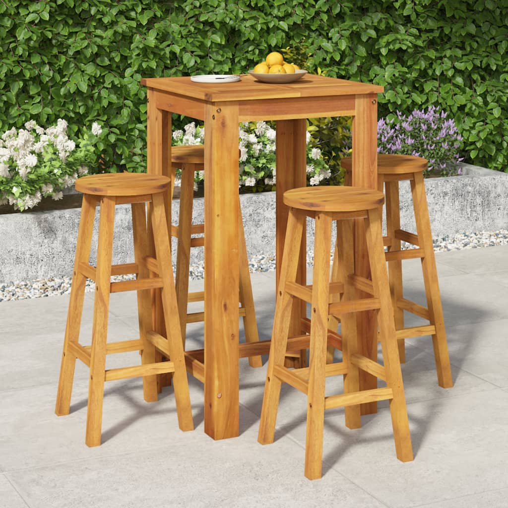 Set da Bar da Giardino 5 pz in Legno Massello di Acacia | homemem39