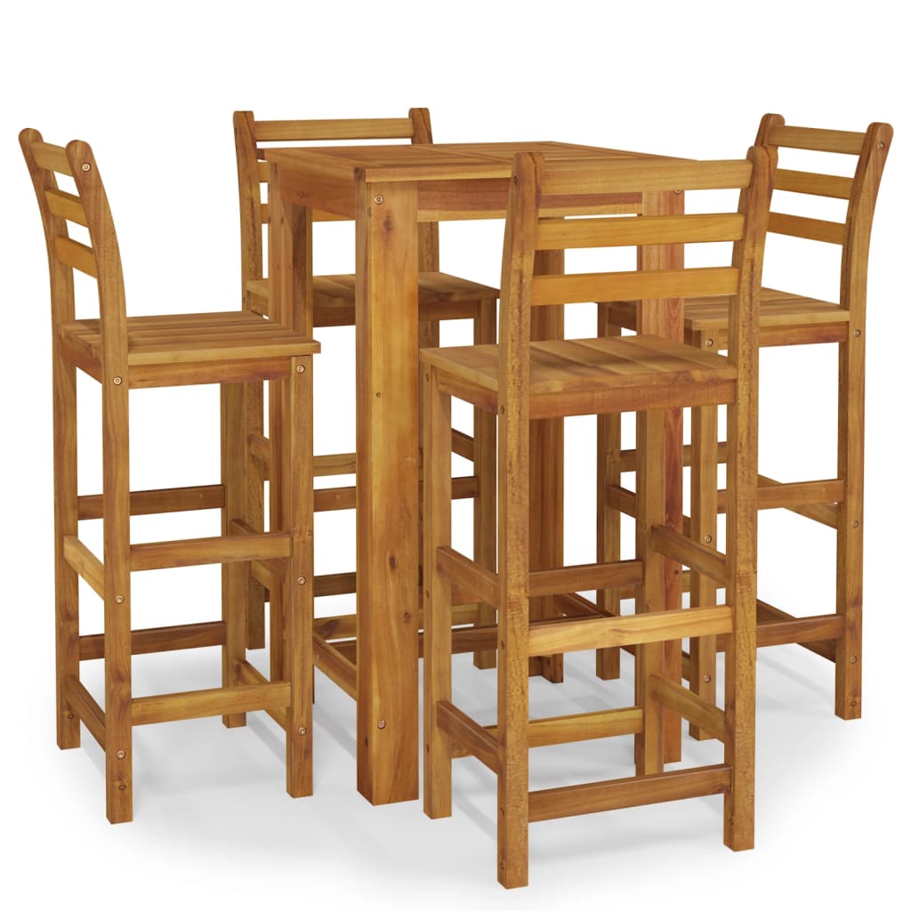 Set da Bar da Giardino 5 pz in Legno Massello di Acacia | homemem39