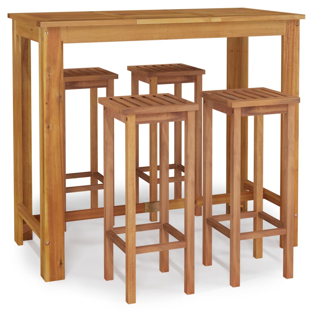 Set da Bar da Giardino 5 pz in Legno Massello di Acacia | homemem39