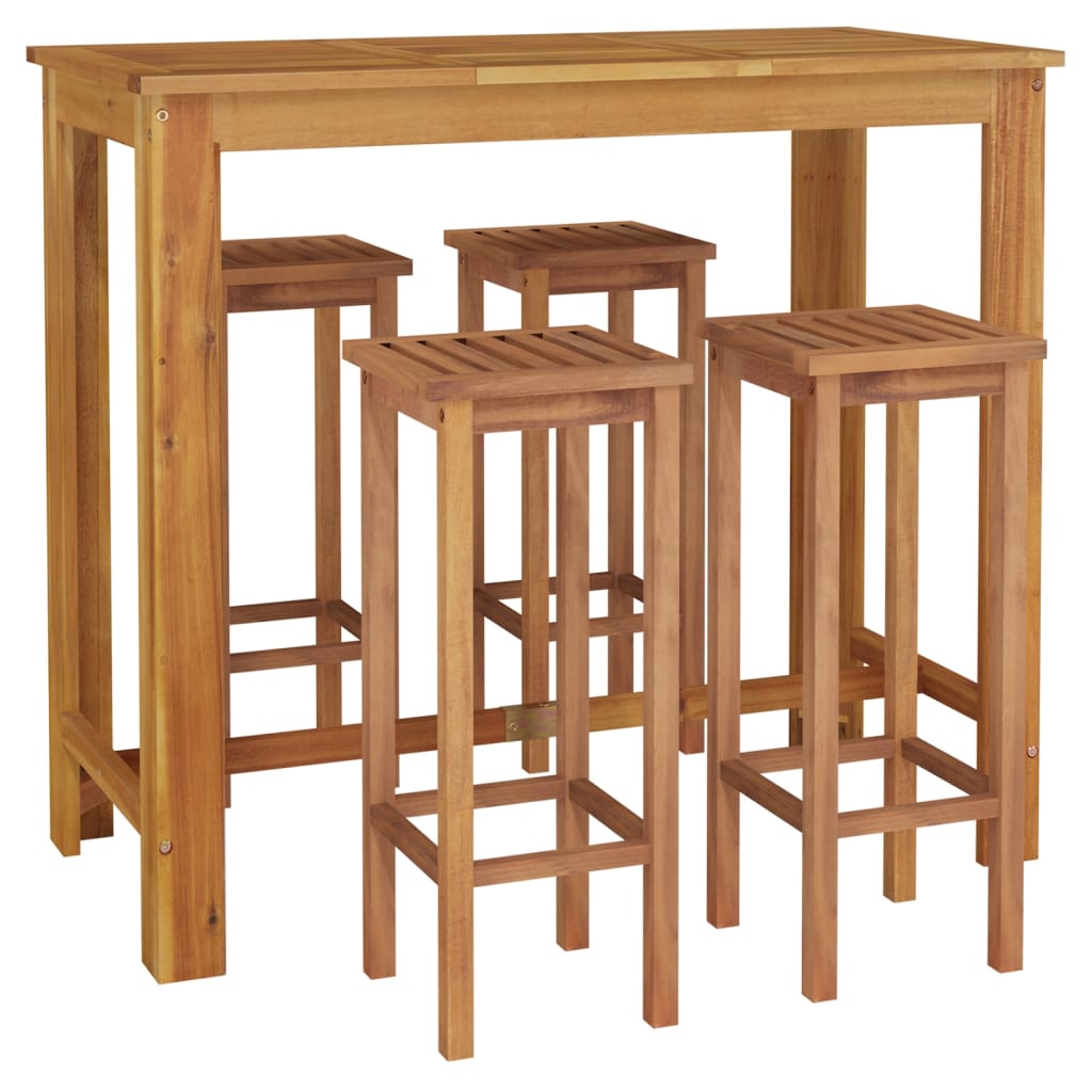 Set da Bar da Giardino 5 pz in Legno Massello di Acacia | homemem39