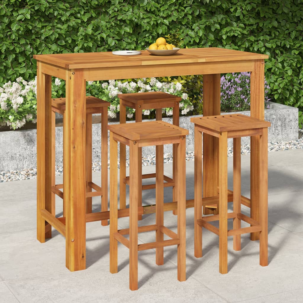 Set da Bar da Giardino 5 pz in Legno Massello di Acacia | homemem39