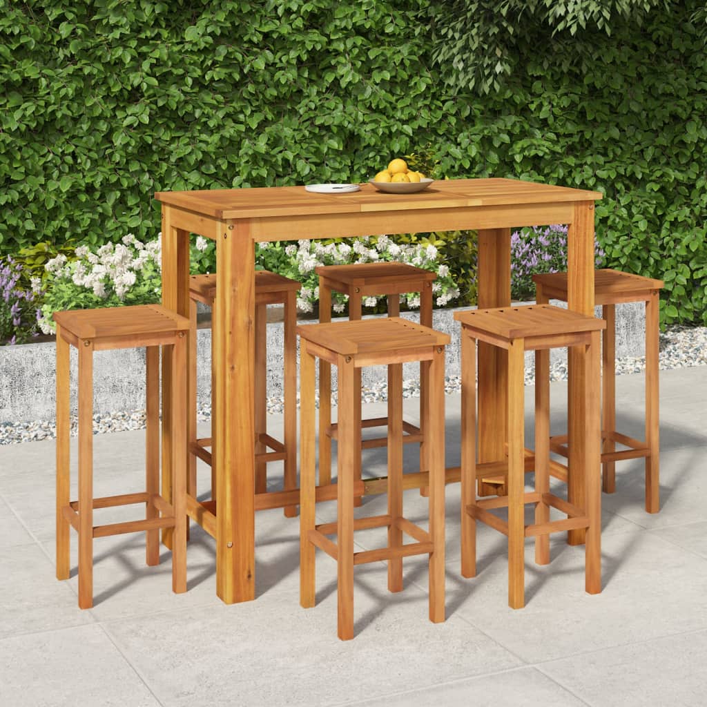 Set da Bar da Giardino 7 pz in Legno Massello di Acacia | homemem39