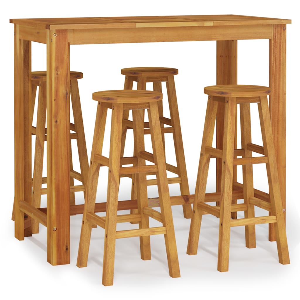 Set da Bar da Giardino 5 pz in Legno Massello di Acacia | homemem39