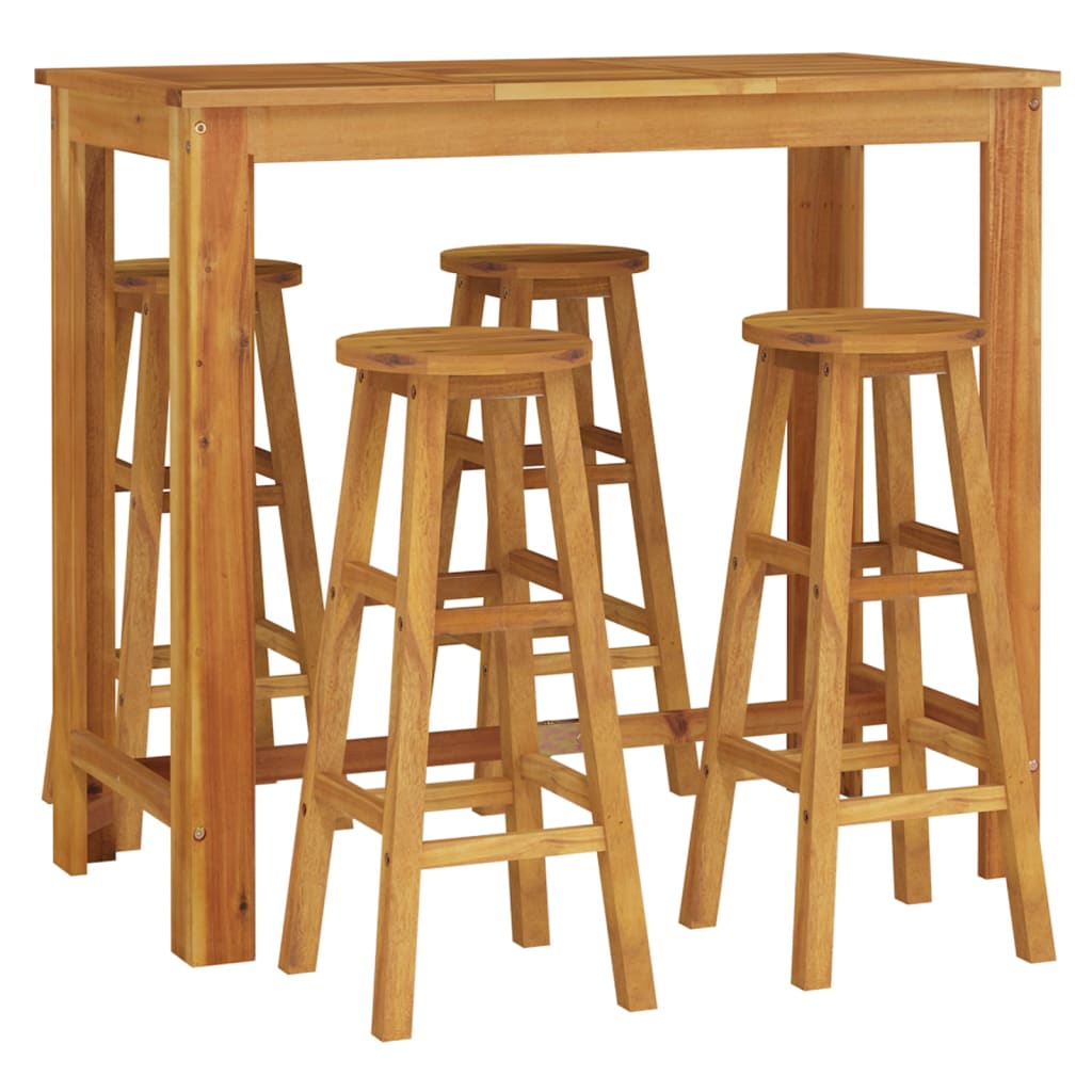 Set da Bar da Giardino 5 pz in Legno Massello di Acacia | homemem39