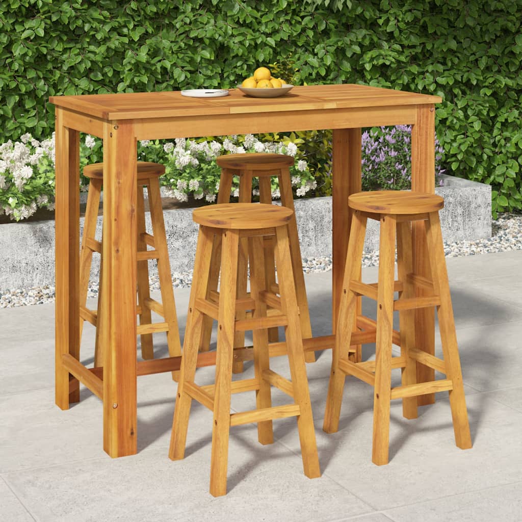 Set da Bar da Giardino 5 pz in Legno Massello di Acacia | homemem39