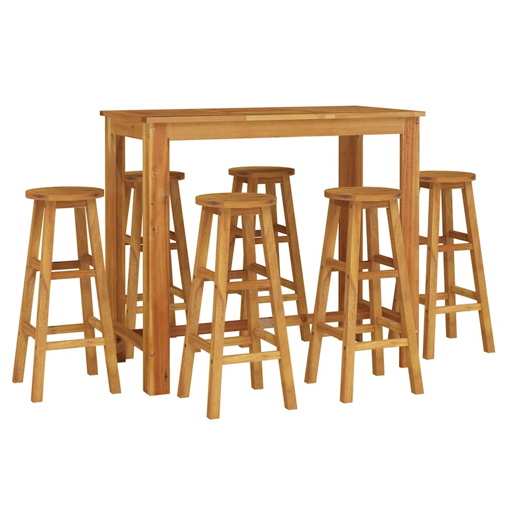 Set da Bar da Giardino 7 pz in Legno Massello di Acacia | homemem39