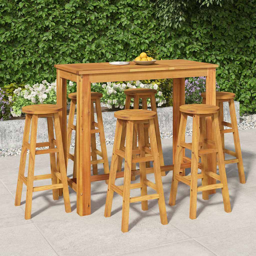 Set da Bar da Giardino 7 pz in Legno Massello di Acacia | homemem39