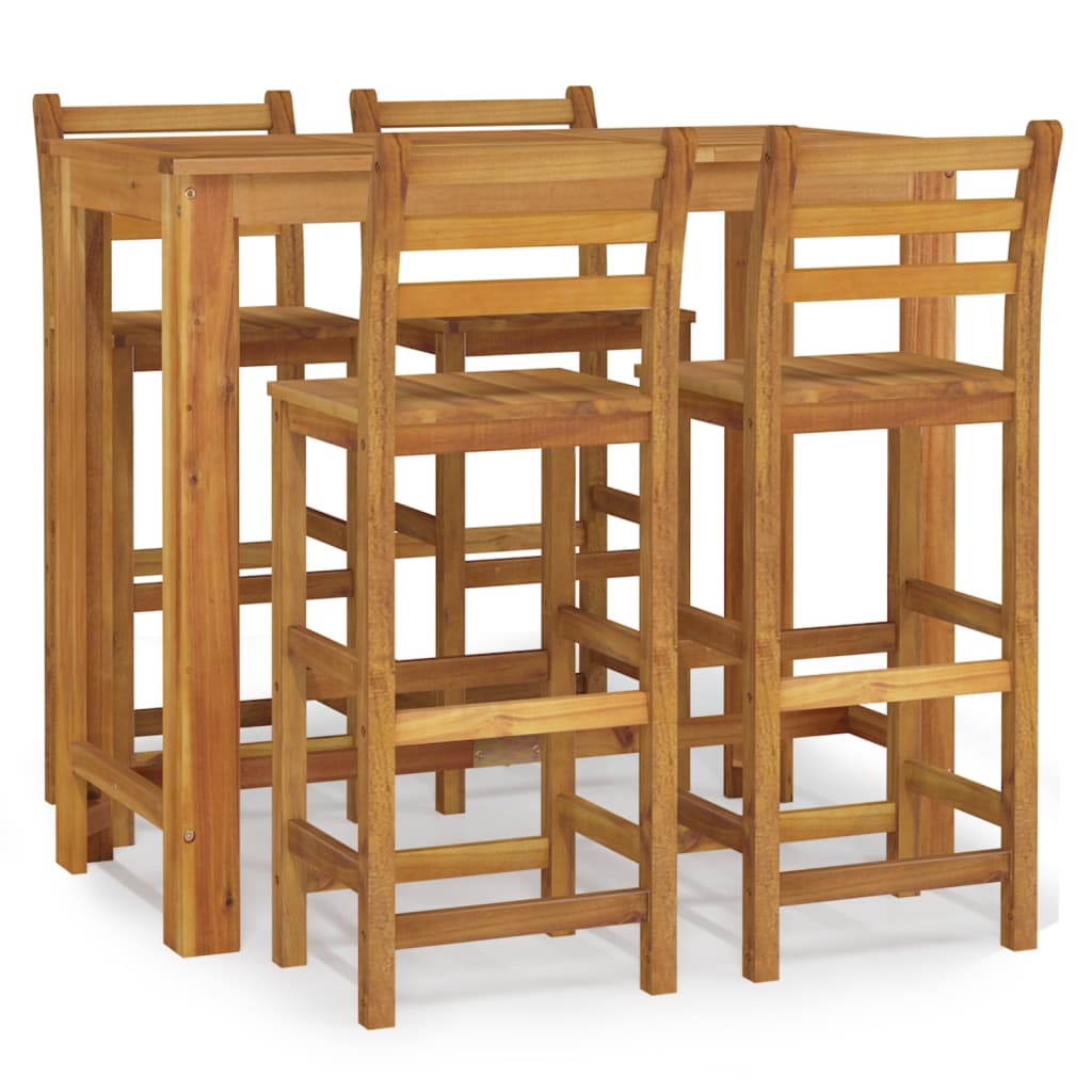 Set da Bar da Giardino 5 pz in Legno Massello di Acacia | homemem39