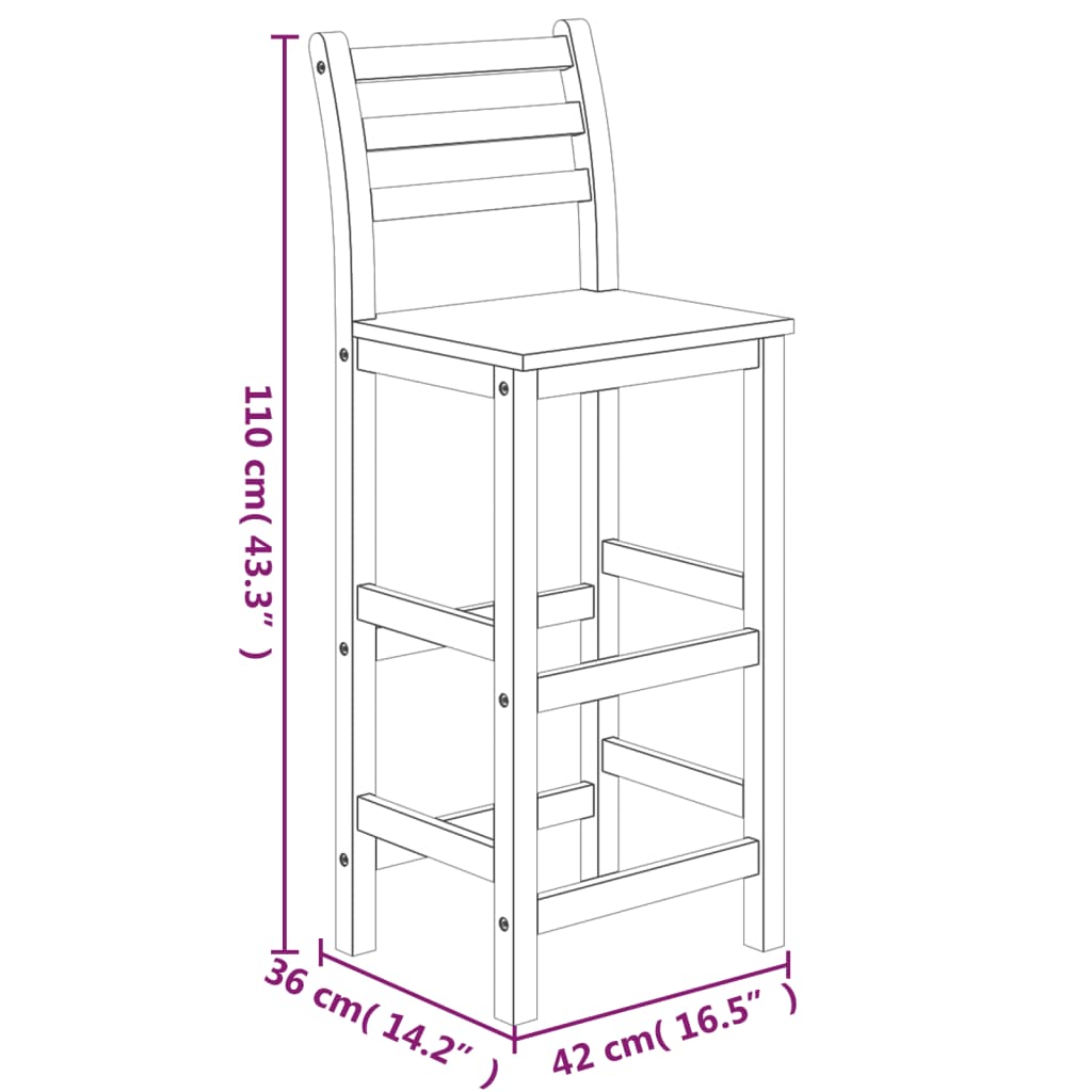 Set da Bar da Giardino 5 pz in Legno Massello di Acacia | homemem39