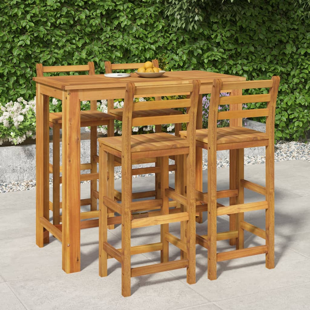 Set da Bar da Giardino 5 pz in Legno Massello di Acacia | homemem39