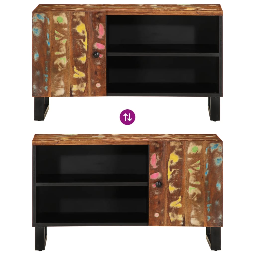 Mobile TV 80x33x46cm Legno Massello Recupero Legno Multistrato - homemem39