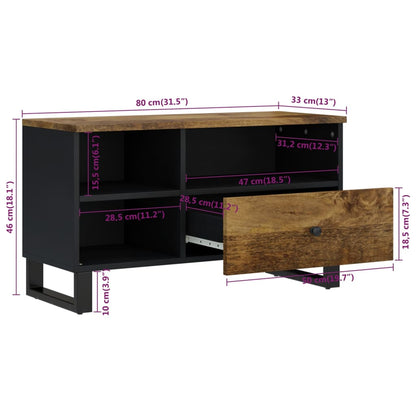 Mobile TV 80x33x46cm Legno Massello Mango e Legno Multistrato