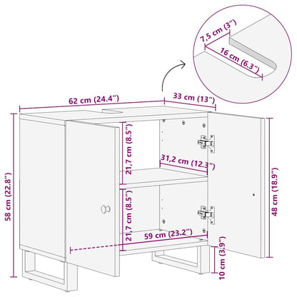 Mobile Lavabo 62x33x58 cm Legno Massello Recupero e Multistrato | homemem39