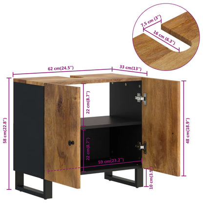 Mobile Lavabo 62x33x58cm Legno Massello Mango Legno Multistrato | homemem39