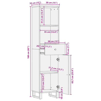 Mobile da Bagno 38x33x160 cm in Legno Massello di Recupero | homemem39