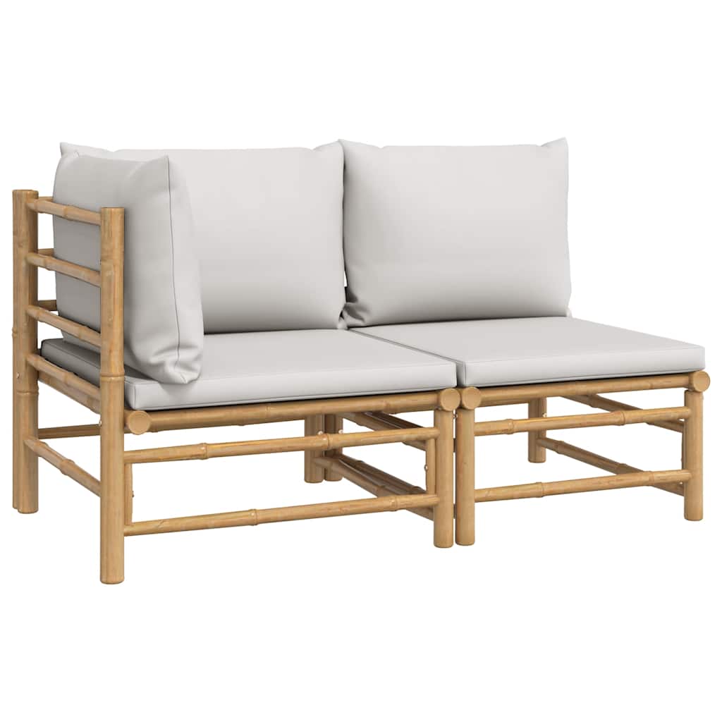 Set Salotto da Giardino 2pz con Cuscini Grigio Chiaro Bambù | homemem39