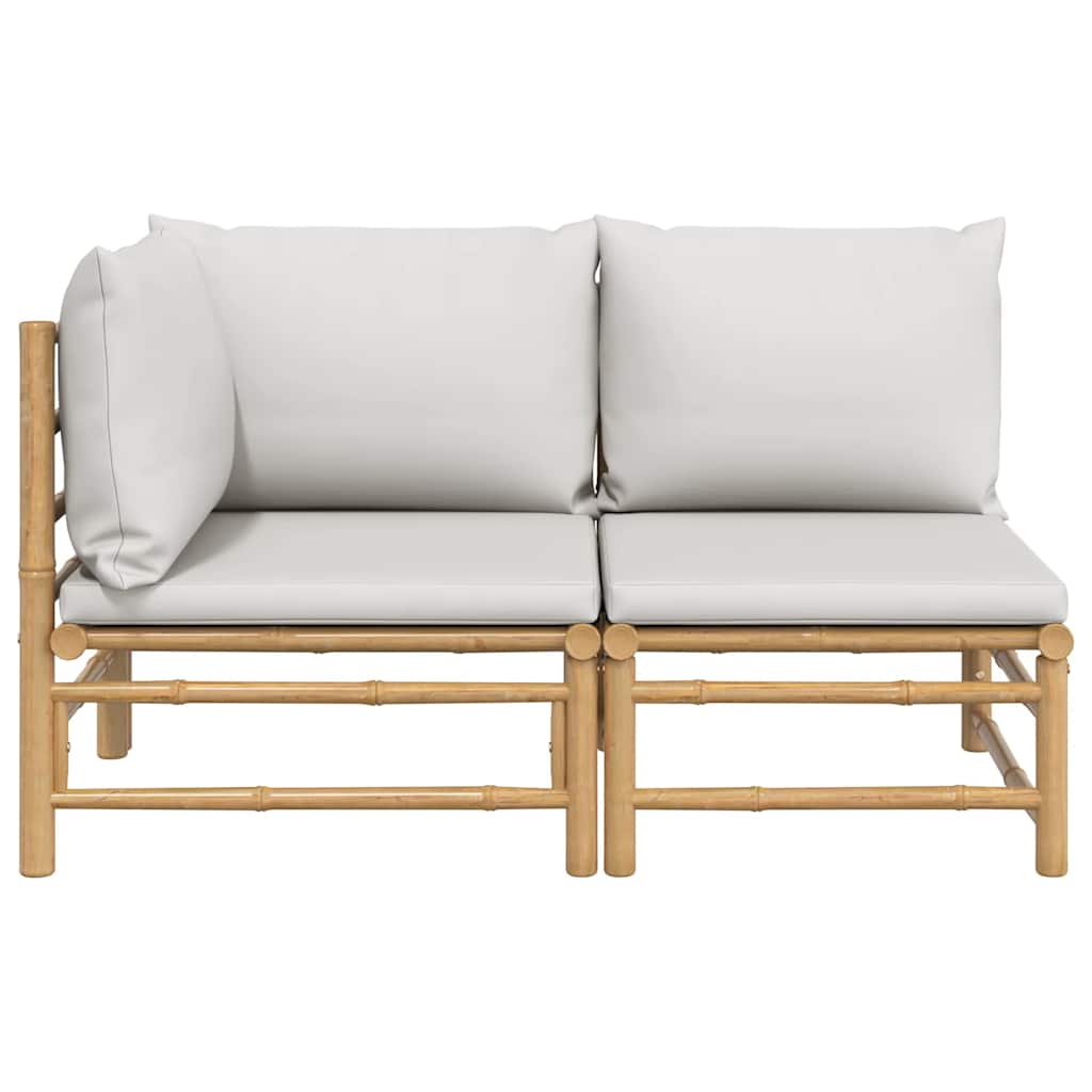 Set Salotto da Giardino 2pz con Cuscini Bambù
