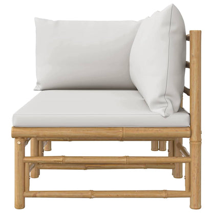 Set Salotto da Giardino 2pz con Cuscini Grigio Chiaro Bambù | homemem39