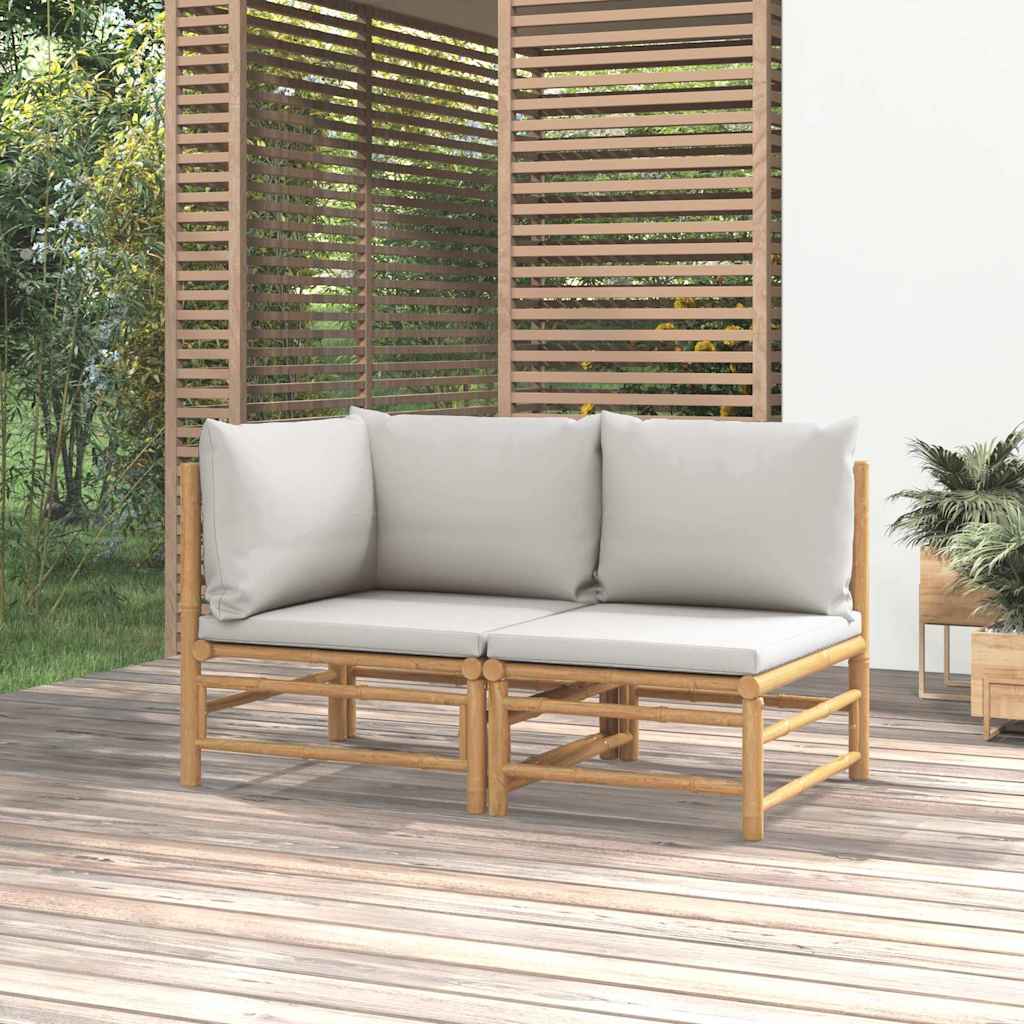 Set Salotto da Giardino 2pz con Cuscini Bambù