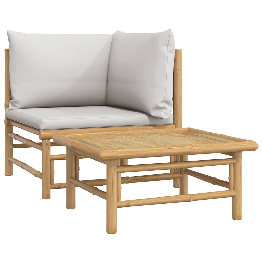 Set Salotto da Giardino 2pz con Cuscini Bambù