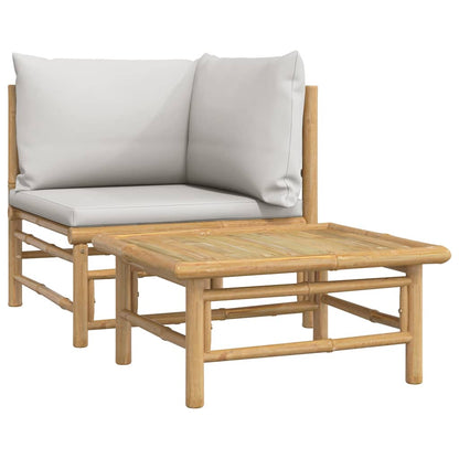 Set Salotto da Giardino 2pz con Cuscini Bambù