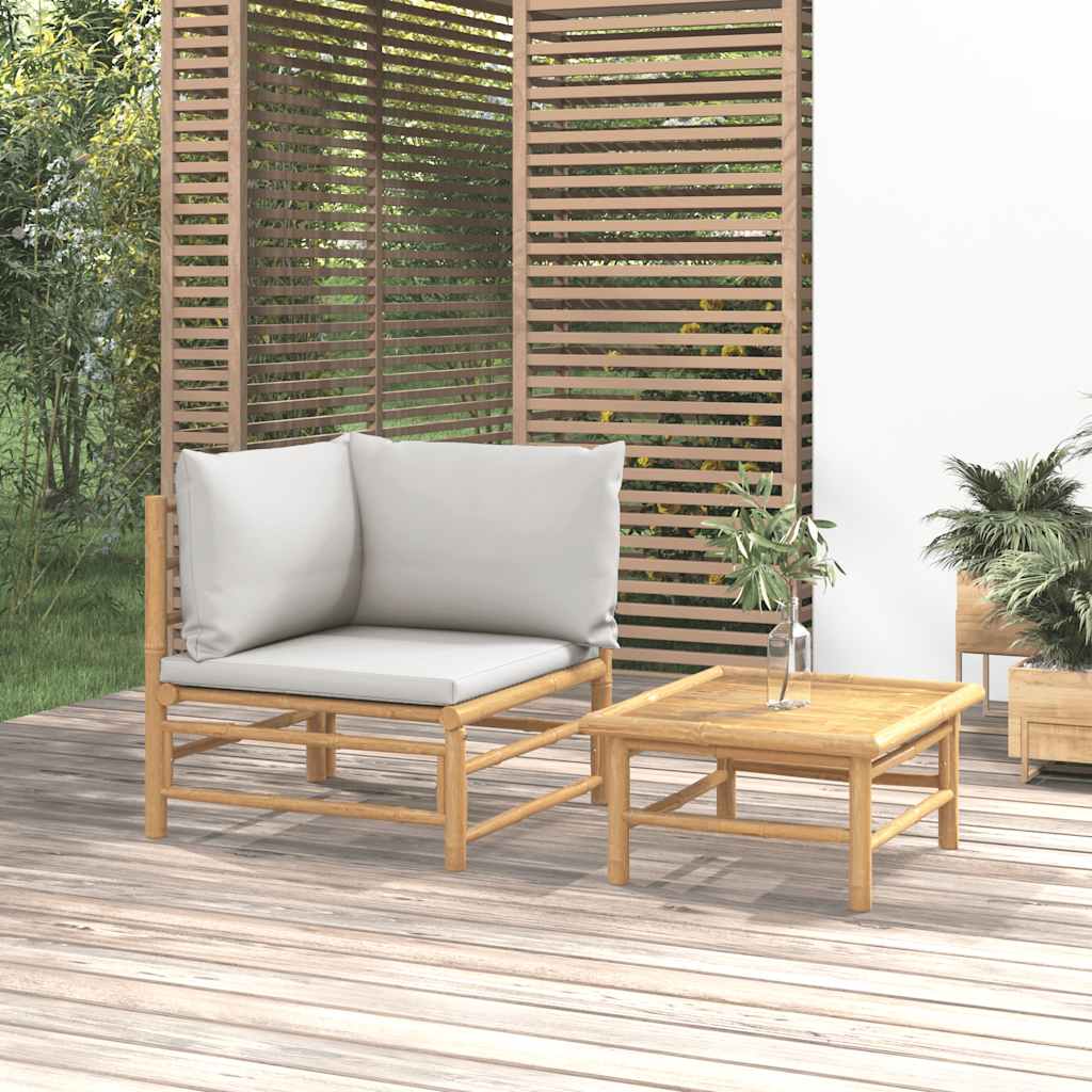 Set Salotto da Giardino 2pz con Cuscini Bambù