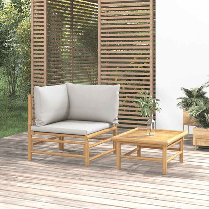 Set Salotto da Giardino 2pz con Cuscini Bambù