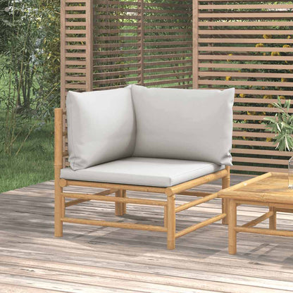 Divano Angolare da Giardino con Cuscini Grigio Chiaro Bambù | homemem39