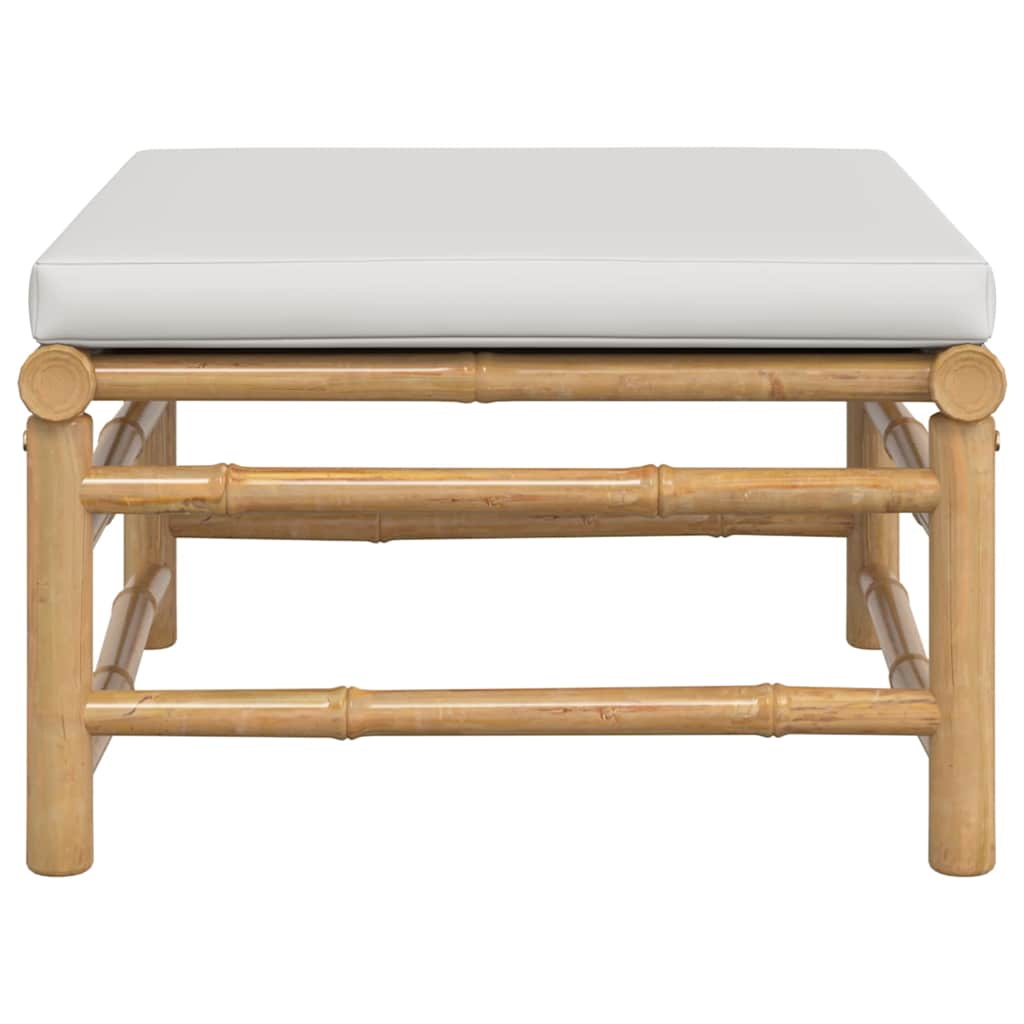 Poggiapiedi da Giardino con Cuscino Grigio Chiaro in Bambù - homemem39