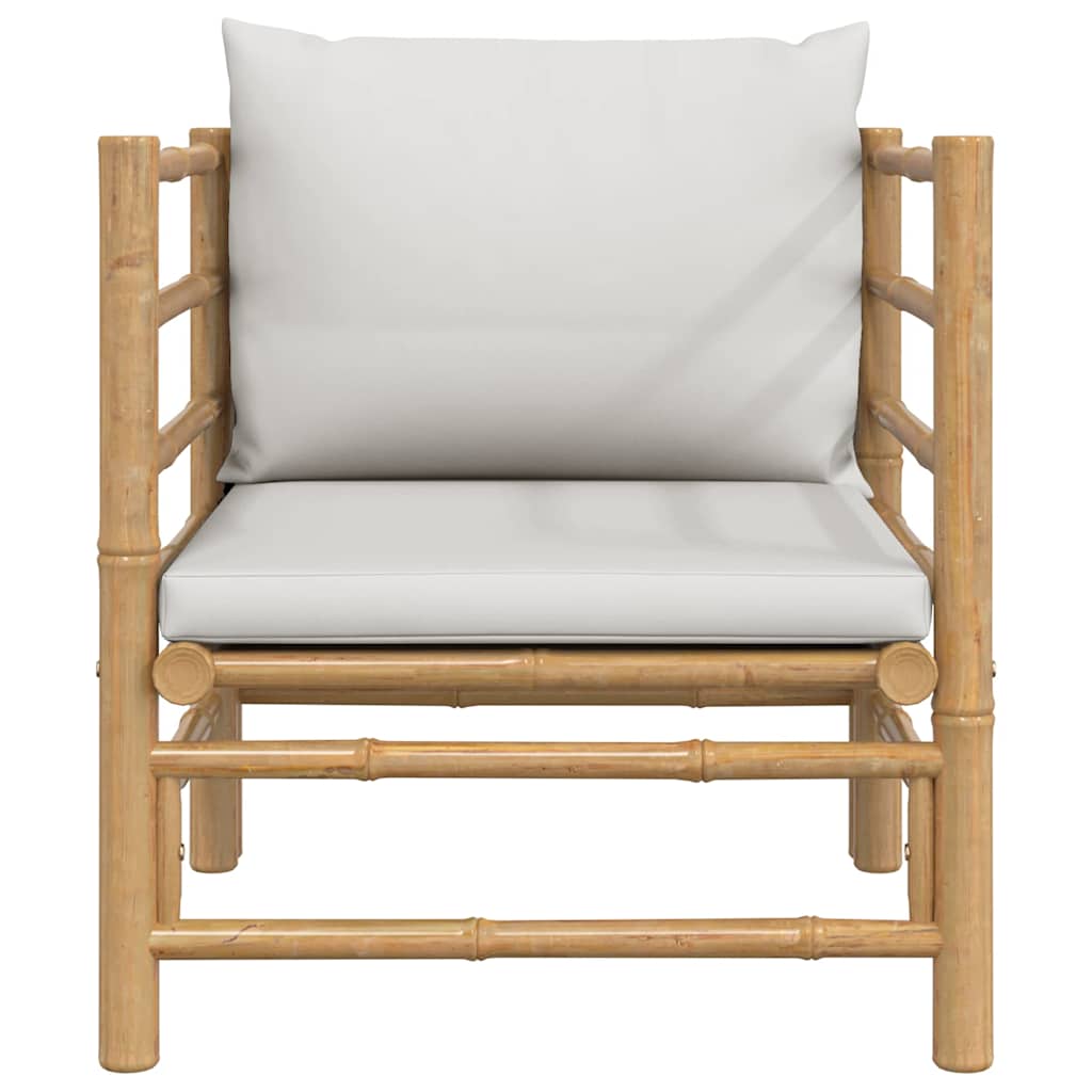 Divano da Giardino con Cuscini Grigio Chiaro in Bambù - homemem39