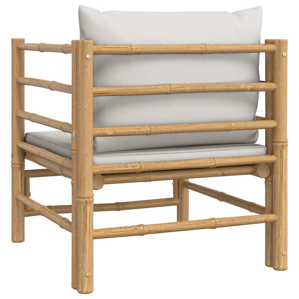 Divano da Giardino con Cuscini Grigio Chiaro in Bambù - homemem39