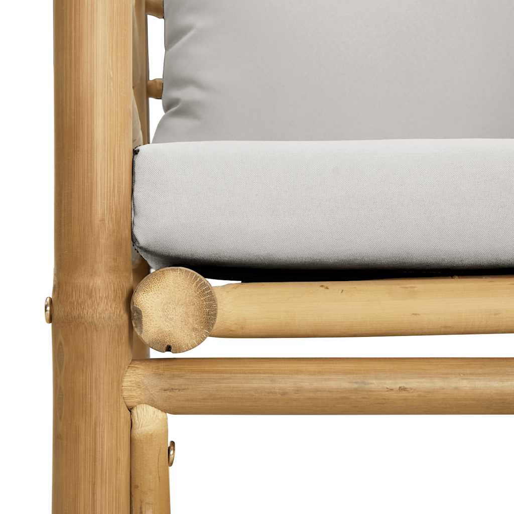 Divano da Giardino con Cuscini Grigio Chiaro in Bambù - homemem39