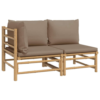 Set Salotto da Giardino 2pz con Cuscini Bambù