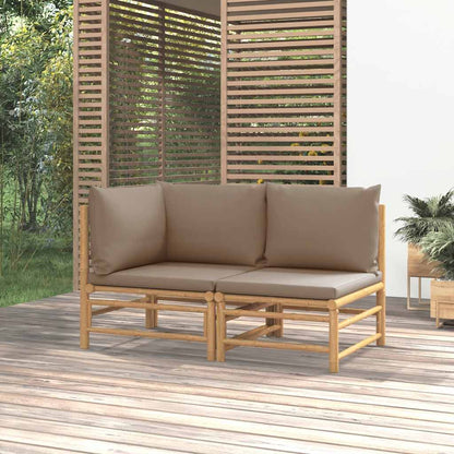 Set Salotto da Giardino 2pz con Cuscini Bambù