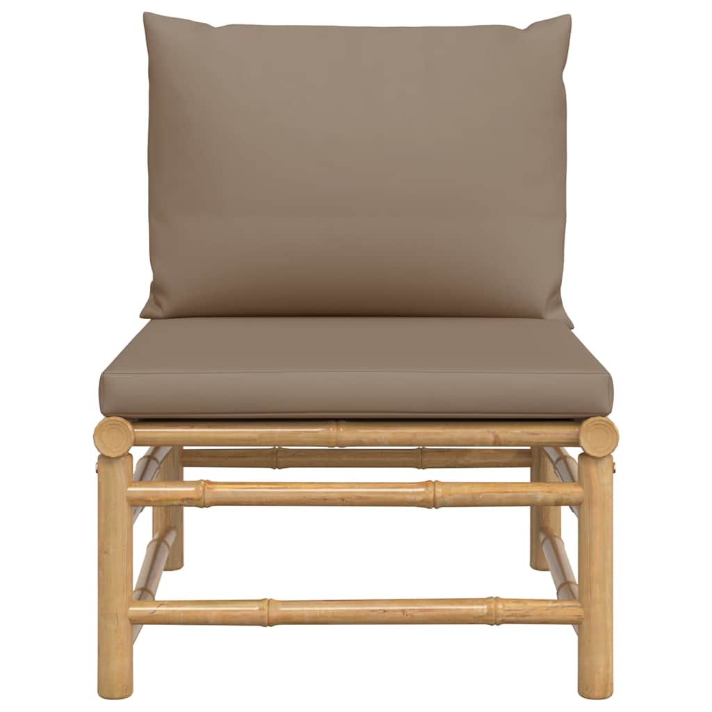 Divano Centrale da Giardino con Cuscini Tortora in Bambù - homemem39