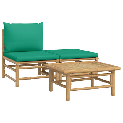 Set Salotto da Giardino 3pz con Cuscini Verdi Bambù | homemem39