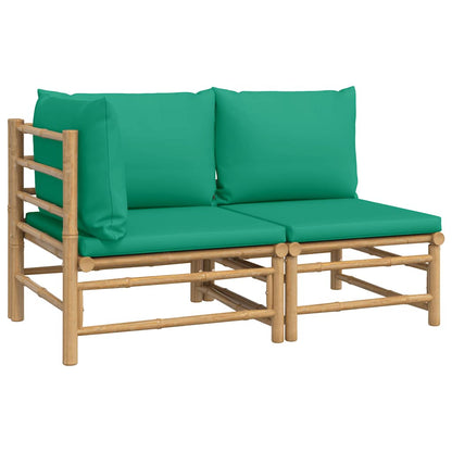 Set Salotto da Giardino 2pz con Cuscini Verdi Bambù | homemem39