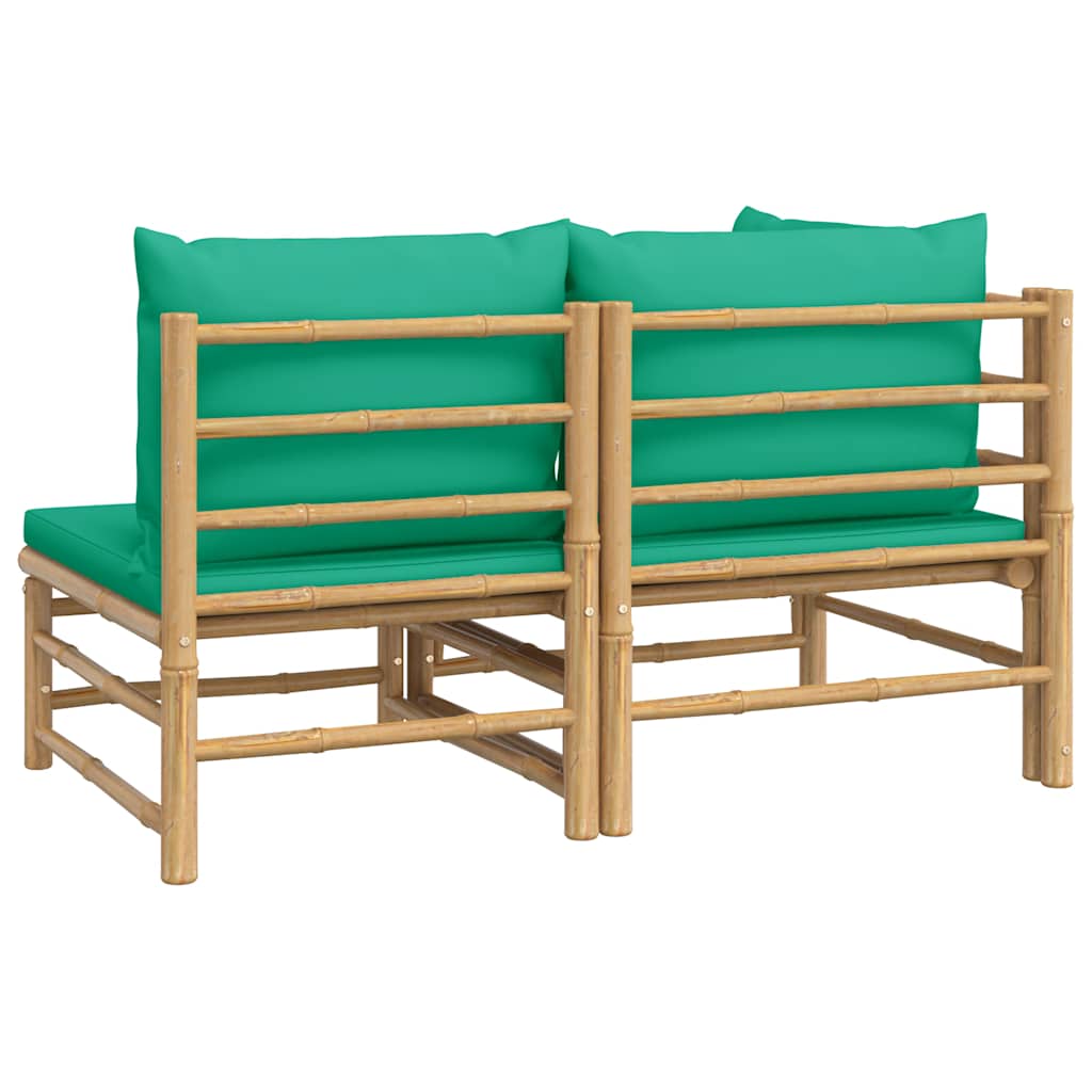 Set Salotto da Giardino 2pz con Cuscini Verdi Bambù | homemem39