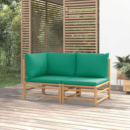 Set Salotto da Giardino 2pz con Cuscini Verdi Bambù | homemem39