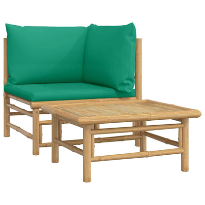 Set Salotto da Giardino 2pz con Cuscini Verdi Bambù | homemem39