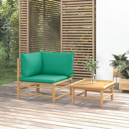 Set Salotto da Giardino 2pz con Cuscini Verdi Bambù | homemem39