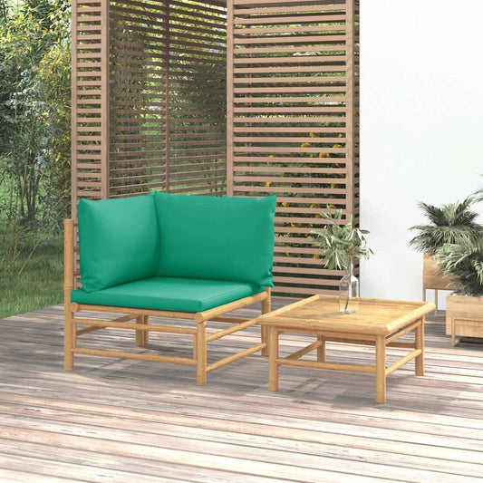 Set Salotto da Giardino 2pz con Cuscini Verdi Bambù | homemem39