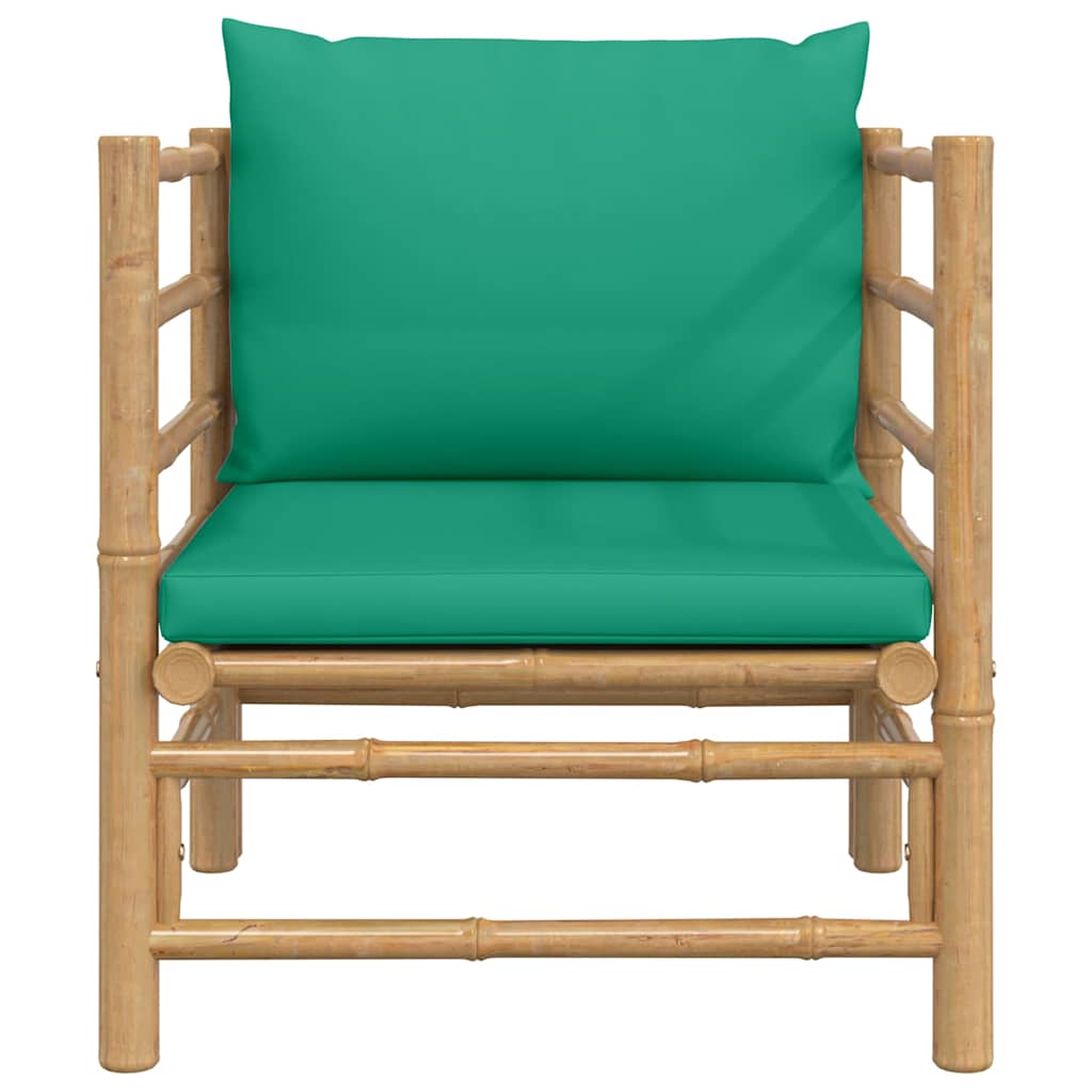 Divano da Giardino con Cuscini Verdi in Bambù | homemem39