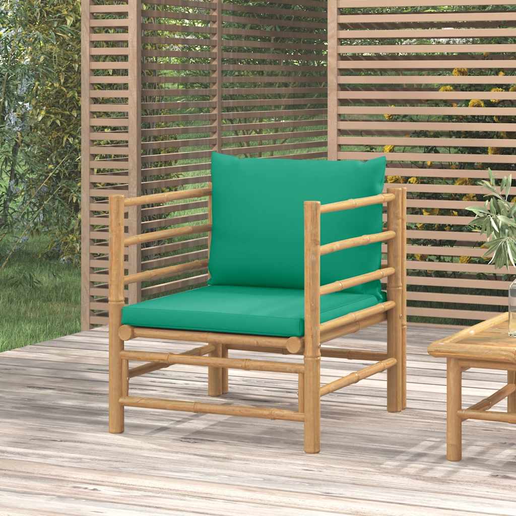 Divano da Giardino con Cuscini Verdi in Bambù | homemem39