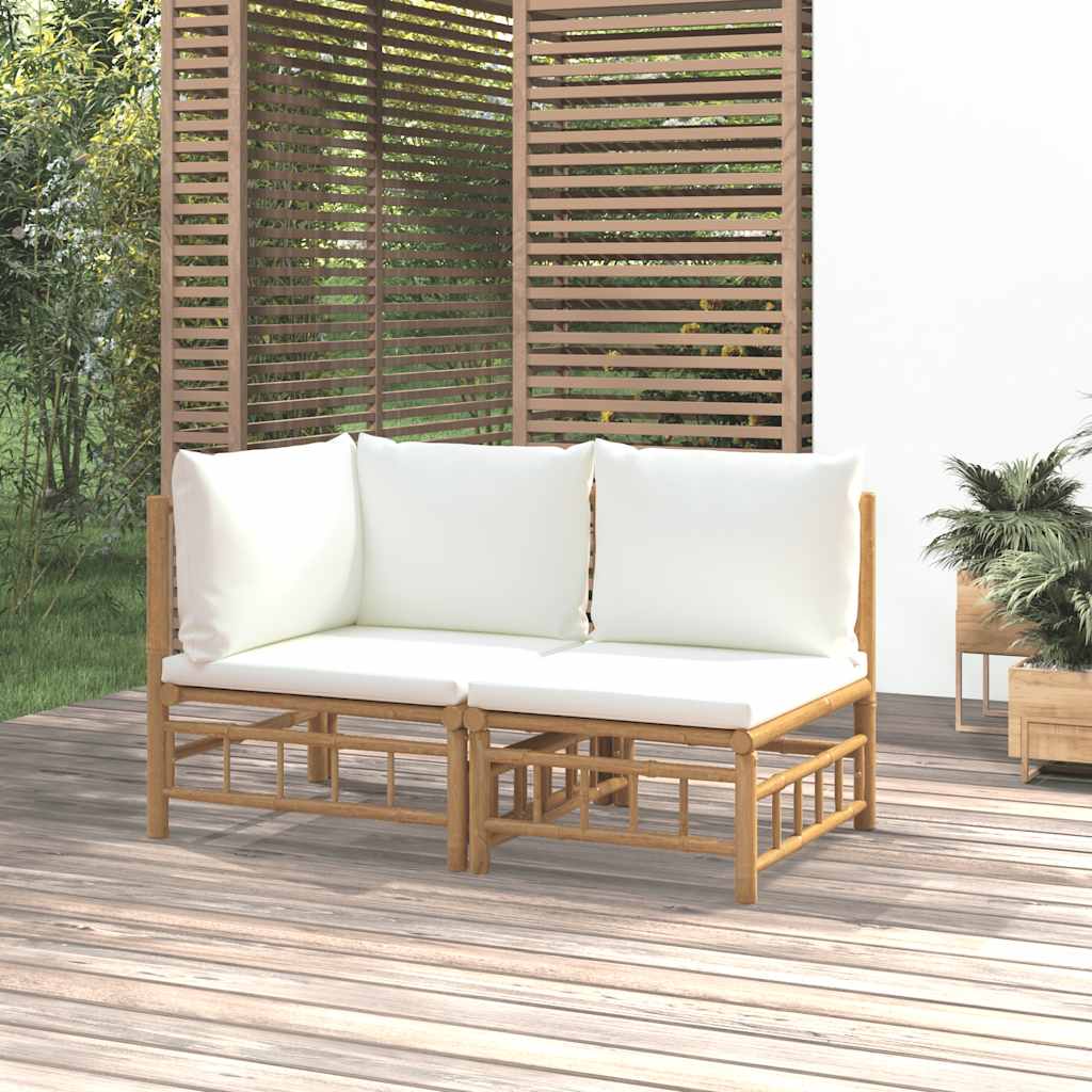 Set Salotto da Giardino 2pz con Cuscini Bambù