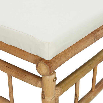 Divano Angolare da Giardino con Cuscini Bianco Crema in Bambù