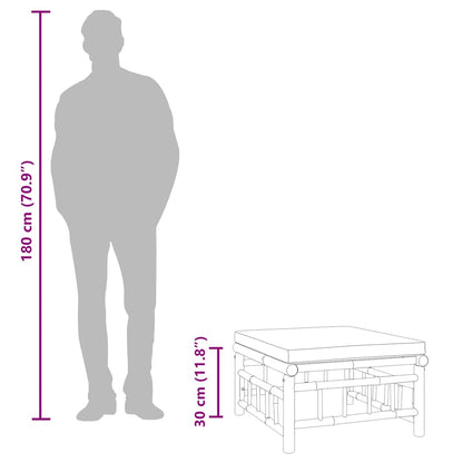 Poggiapiedi da Giardino con Cuscino Bianco Crema in Bambù - homemem39